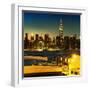 Skyline of the Skyscrapers of Manhattan by Nightfall from Brooklyn-Philippe Hugonnard-Framed Photographic Print