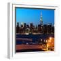 Skyline of the Skyscrapers of Manhattan by Nightfall from Brooklyn-Philippe Hugonnard-Framed Photographic Print