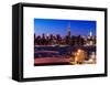 Skyline of the Skyscrapers of Manhattan by Nightfall from Brooklyn-Philippe Hugonnard-Framed Stretched Canvas