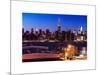 Skyline of the Skyscrapers of Manhattan by Nightfall from Brooklyn-Philippe Hugonnard-Mounted Art Print