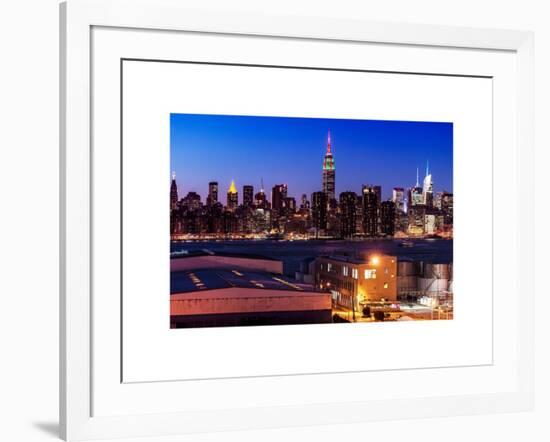 Skyline of the Skyscrapers of Manhattan by Nightfall from Brooklyn-Philippe Hugonnard-Framed Art Print