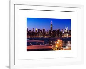 Skyline of the Skyscrapers of Manhattan by Nightfall from Brooklyn-Philippe Hugonnard-Framed Art Print