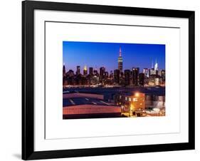 Skyline of the Skyscrapers of Manhattan by Nightfall from Brooklyn-Philippe Hugonnard-Framed Art Print