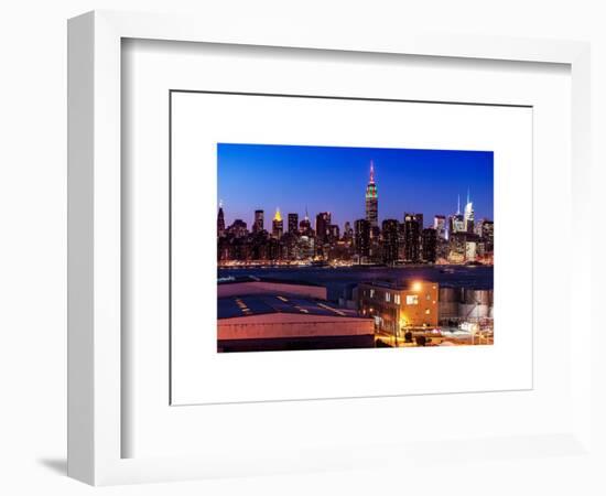 Skyline of the Skyscrapers of Manhattan by Nightfall from Brooklyn-Philippe Hugonnard-Framed Art Print