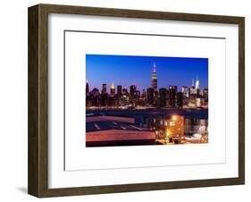 Skyline of the Skyscrapers of Manhattan by Nightfall from Brooklyn-Philippe Hugonnard-Framed Art Print