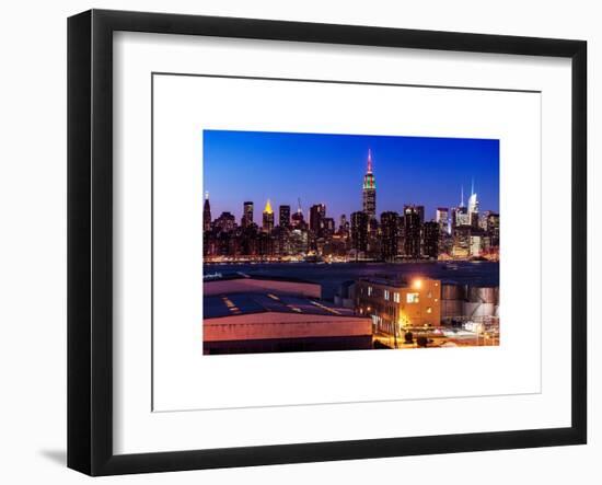 Skyline of the Skyscrapers of Manhattan by Nightfall from Brooklyn-Philippe Hugonnard-Framed Art Print