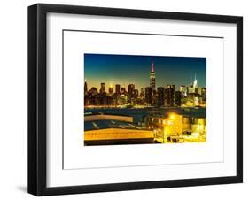 Skyline of the Skyscrapers of Manhattan by Nightfall from Brooklyn-Philippe Hugonnard-Framed Art Print