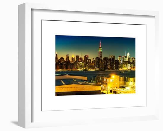 Skyline of the Skyscrapers of Manhattan by Nightfall from Brooklyn-Philippe Hugonnard-Framed Art Print