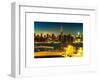 Skyline of the Skyscrapers of Manhattan by Nightfall from Brooklyn-Philippe Hugonnard-Framed Art Print