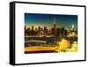 Skyline of the Skyscrapers of Manhattan by Nightfall from Brooklyn-Philippe Hugonnard-Framed Stretched Canvas