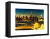 Skyline of the Skyscrapers of Manhattan by Nightfall from Brooklyn-Philippe Hugonnard-Framed Stretched Canvas