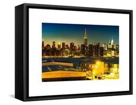 Skyline of the Skyscrapers of Manhattan by Nightfall from Brooklyn-Philippe Hugonnard-Framed Stretched Canvas