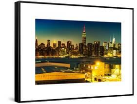 Skyline of the Skyscrapers of Manhattan by Nightfall from Brooklyn-Philippe Hugonnard-Framed Stretched Canvas