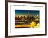 Skyline of the Skyscrapers of Manhattan by Nightfall from Brooklyn-Philippe Hugonnard-Framed Art Print