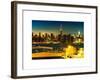 Skyline of the Skyscrapers of Manhattan by Nightfall from Brooklyn-Philippe Hugonnard-Framed Art Print