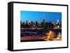 Skyline of the Skyscrapers of Manhattan by Nightfall from Brooklyn-Philippe Hugonnard-Framed Stretched Canvas