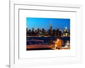 Skyline of the Skyscrapers of Manhattan by Nightfall from Brooklyn-Philippe Hugonnard-Framed Art Print