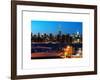 Skyline of the Skyscrapers of Manhattan by Nightfall from Brooklyn-Philippe Hugonnard-Framed Art Print