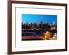 Skyline of the Skyscrapers of Manhattan by Nightfall from Brooklyn-Philippe Hugonnard-Framed Art Print