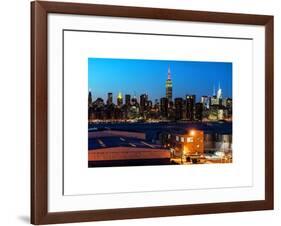 Skyline of the Skyscrapers of Manhattan by Nightfall from Brooklyn-Philippe Hugonnard-Framed Art Print