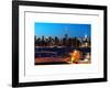 Skyline of the Skyscrapers of Manhattan by Nightfall from Brooklyn-Philippe Hugonnard-Framed Art Print