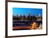 Skyline of the Skyscrapers of Manhattan by Nightfall from Brooklyn-Philippe Hugonnard-Framed Art Print