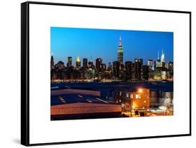 Skyline of the Skyscrapers of Manhattan by Nightfall from Brooklyn-Philippe Hugonnard-Framed Stretched Canvas