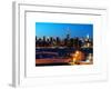 Skyline of the Skyscrapers of Manhattan by Nightfall from Brooklyn-Philippe Hugonnard-Framed Art Print