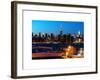 Skyline of the Skyscrapers of Manhattan by Nightfall from Brooklyn-Philippe Hugonnard-Framed Art Print