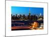 Skyline of the Skyscrapers of Manhattan by Nightfall from Brooklyn-Philippe Hugonnard-Mounted Art Print