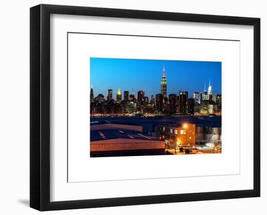 Skyline of the Skyscrapers of Manhattan by Nightfall from Brooklyn-Philippe Hugonnard-Framed Art Print