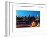 Skyline of the Skyscrapers of Manhattan by Nightfall from Brooklyn-Philippe Hugonnard-Framed Art Print