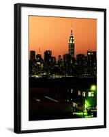 Skyline of the Skyscrapers of Manhattan by Orange Night from Brooklyn-Philippe Hugonnard-Framed Photographic Print