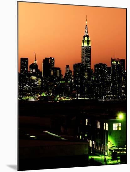 Skyline of the Skyscrapers of Manhattan by Orange Night from Brooklyn-Philippe Hugonnard-Mounted Photographic Print