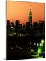 Skyline of the Skyscrapers of Manhattan by Orange Night from Brooklyn-Philippe Hugonnard-Mounted Photographic Print