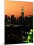Skyline of the Skyscrapers of Manhattan by Orange Night from Brooklyn-Philippe Hugonnard-Mounted Photographic Print