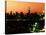 Skyline of the Skyscrapers of Manhattan by Orange Night from Brooklyn-Philippe Hugonnard-Stretched Canvas