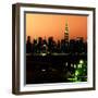 Skyline of the Skyscrapers of Manhattan by Orange Night from Brooklyn-Philippe Hugonnard-Framed Photographic Print