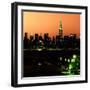 Skyline of the Skyscrapers of Manhattan by Orange Night from Brooklyn-Philippe Hugonnard-Framed Photographic Print