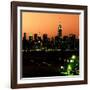 Skyline of the Skyscrapers of Manhattan by Orange Night from Brooklyn-Philippe Hugonnard-Framed Photographic Print