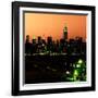 Skyline of the Skyscrapers of Manhattan by Orange Night from Brooklyn-Philippe Hugonnard-Framed Photographic Print