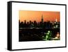 Skyline of the Skyscrapers of Manhattan by Orange Night from Brooklyn-Philippe Hugonnard-Framed Stretched Canvas