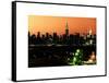 Skyline of the Skyscrapers of Manhattan by Orange Night from Brooklyn-Philippe Hugonnard-Framed Stretched Canvas