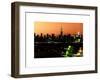 Skyline of the Skyscrapers of Manhattan by Orange Night from Brooklyn-Philippe Hugonnard-Framed Art Print