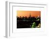 Skyline of the Skyscrapers of Manhattan by Orange Night from Brooklyn-Philippe Hugonnard-Framed Art Print