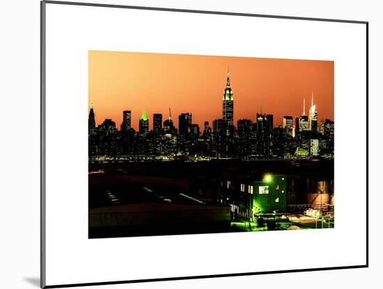 Skyline of the Skyscrapers of Manhattan by Orange Night from Brooklyn-Philippe Hugonnard-Mounted Art Print