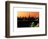 Skyline of the Skyscrapers of Manhattan by Orange Night from Brooklyn-Philippe Hugonnard-Framed Art Print