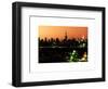 Skyline of the Skyscrapers of Manhattan by Orange Night from Brooklyn-Philippe Hugonnard-Framed Art Print