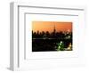 Skyline of the Skyscrapers of Manhattan by Orange Night from Brooklyn-Philippe Hugonnard-Framed Art Print