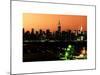 Skyline of the Skyscrapers of Manhattan by Orange Night from Brooklyn-Philippe Hugonnard-Mounted Art Print